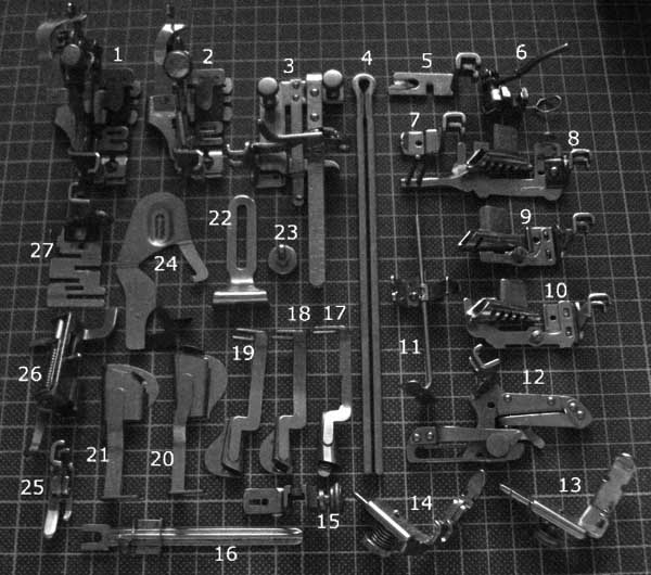 Various Singer Sewing Machine Attachments